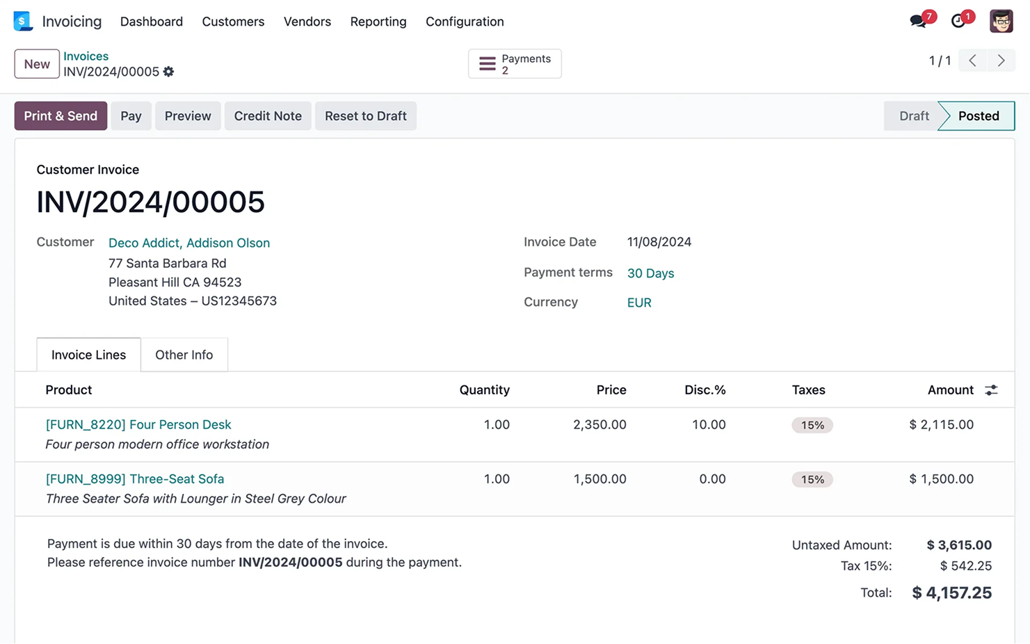 Send customized professional electronic invoices in seconds